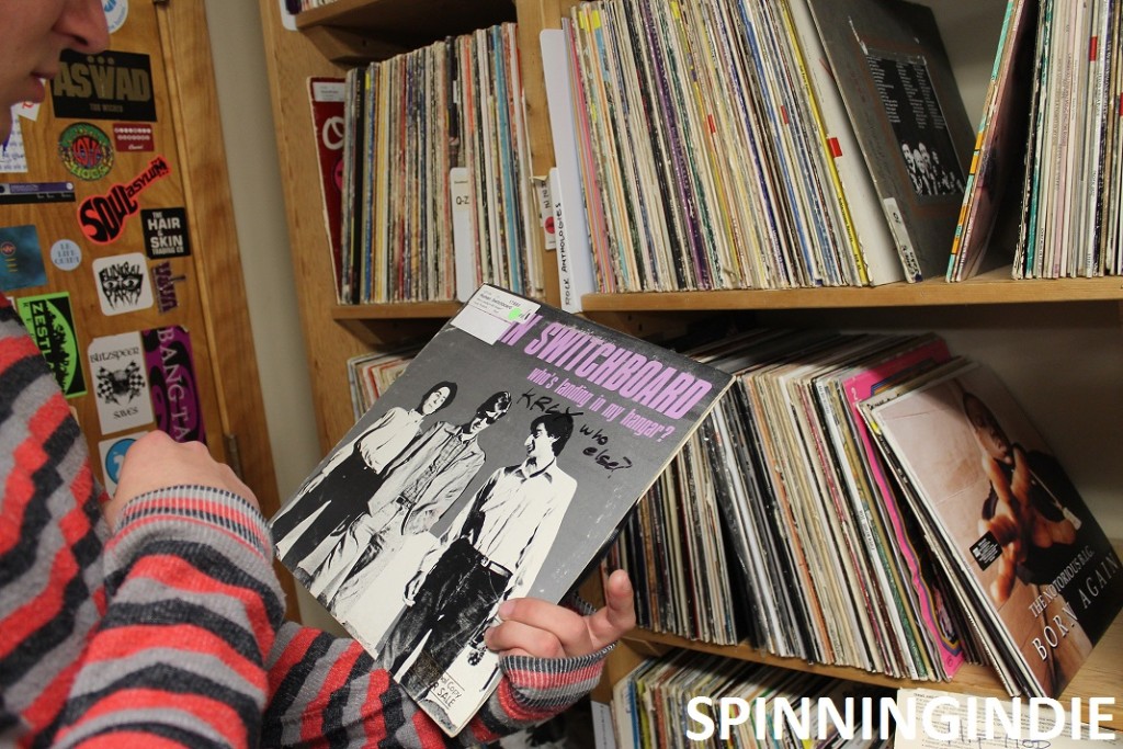 Looking through the vinyl library at KRLX. Photo: J. Waits