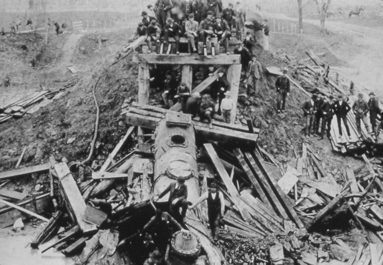 Train crash from 1800s