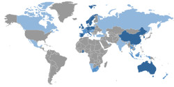 WorldDAB.org's status map of  DAB/DAB+ around the globe.