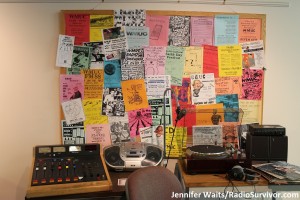 Station equipment and flyers at the Saving WMUC exhibit