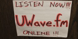 sign for college radio station UWave Radio