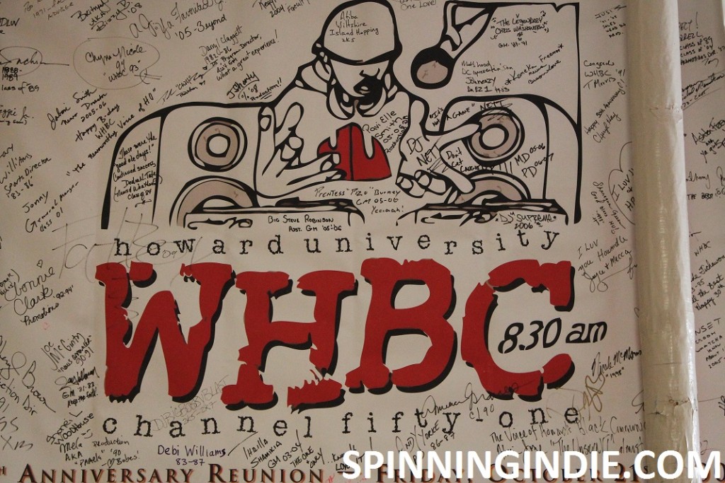 anniversary banner at college radio station WHBC