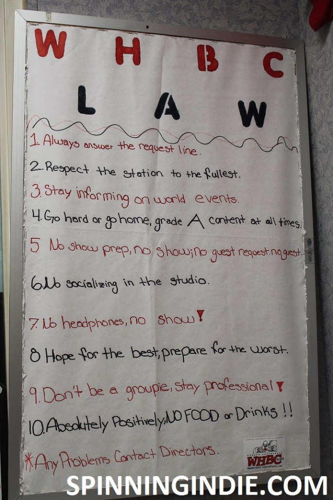 list of rules at college radio station WHBC