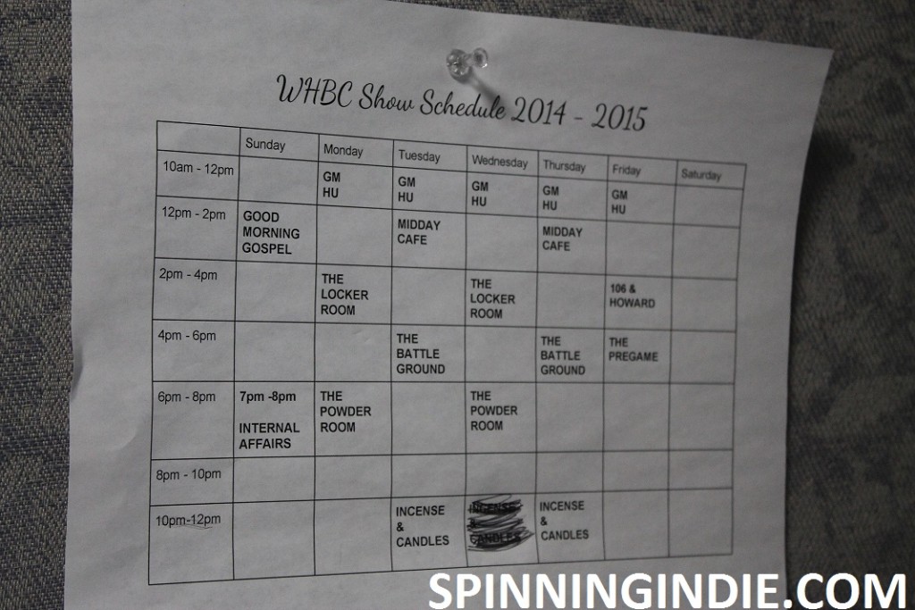 college radio station WHBC's 2014-2015 show schedule