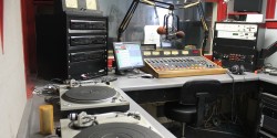 studio at commercial college radio station WHRB