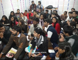 Student recruits at Delhi Community Radio.