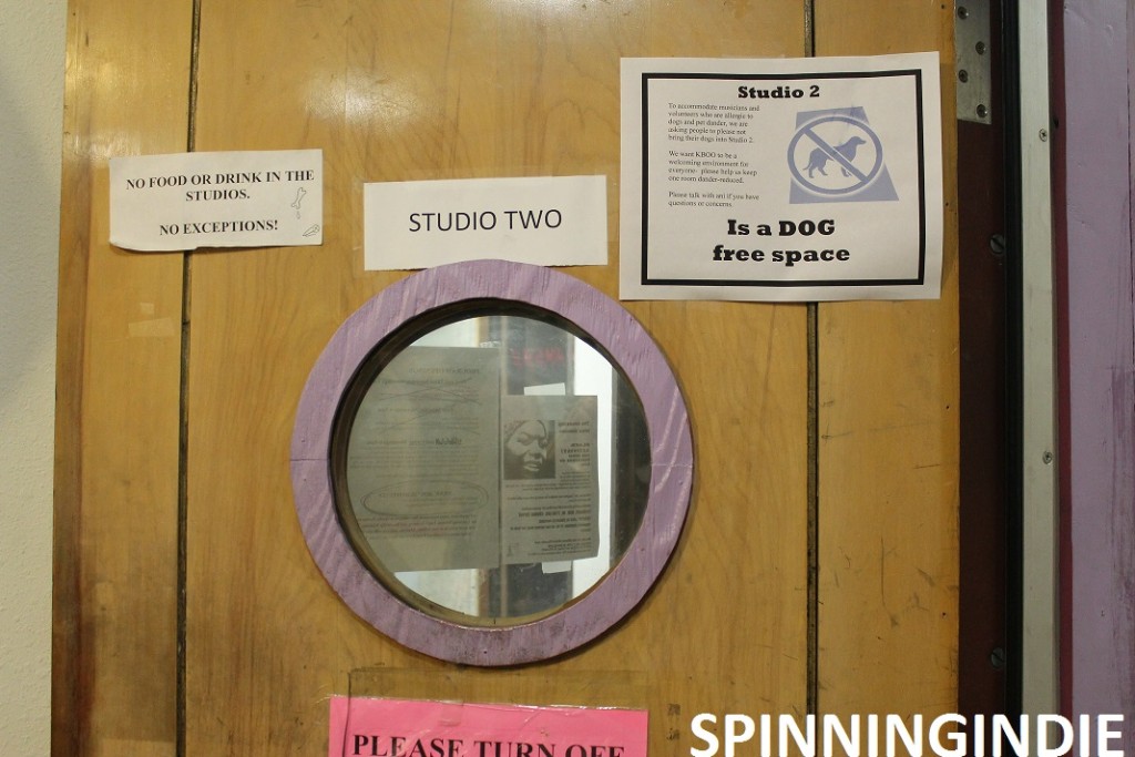 Studio 2 at KBOO is a dog-free zone. Photo: J. Waits