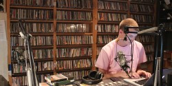 DJ in studio at college radio station WMCN. Photo: J. Waits