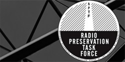 Radio Preservation Task Force logo with tower behind it