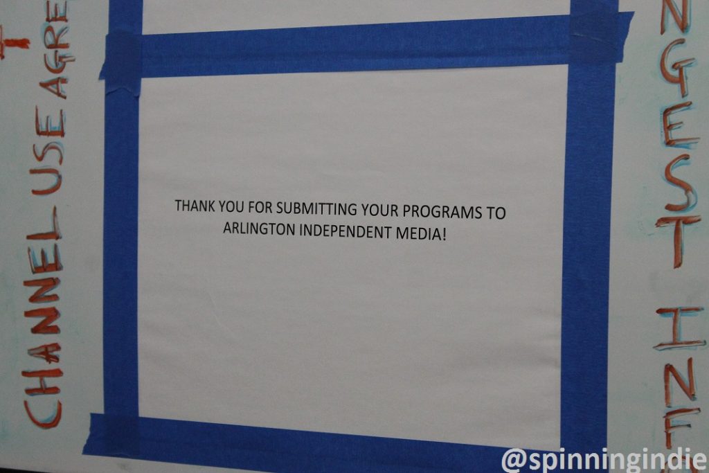 Sign at Arlington Independent Media. Photo: J. Waits