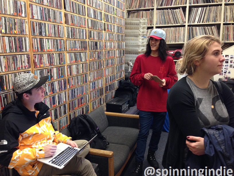 WGTB staff in record library/lobby. Photo: J. Waits