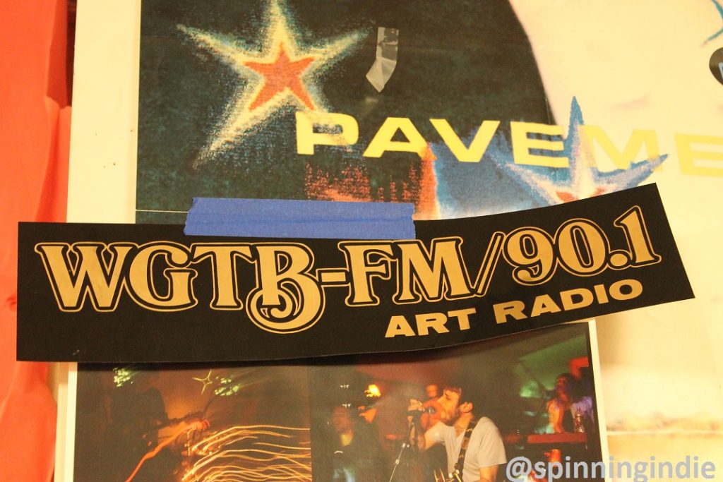 WGTB-FM Art Radio sticker on wall of the station. Photo: J. Waits