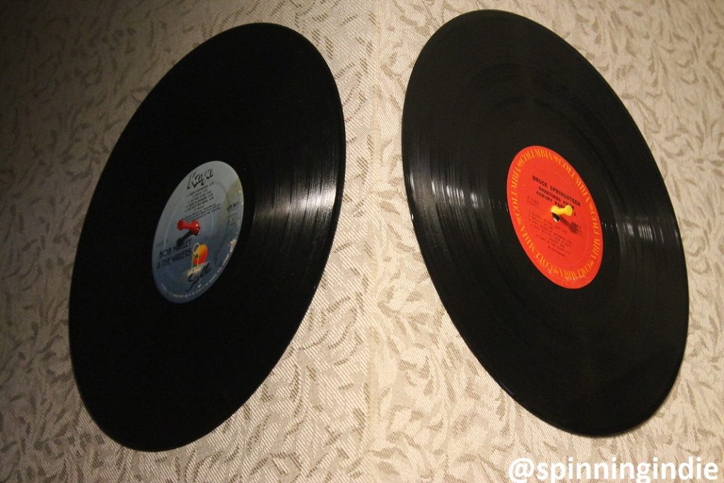 Vinyl records on the wall of college radio station The SOCC. Photo: J. Waits