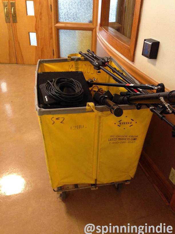 Audio equipment outside of college radio station The SOCC. Photo: J. Waits