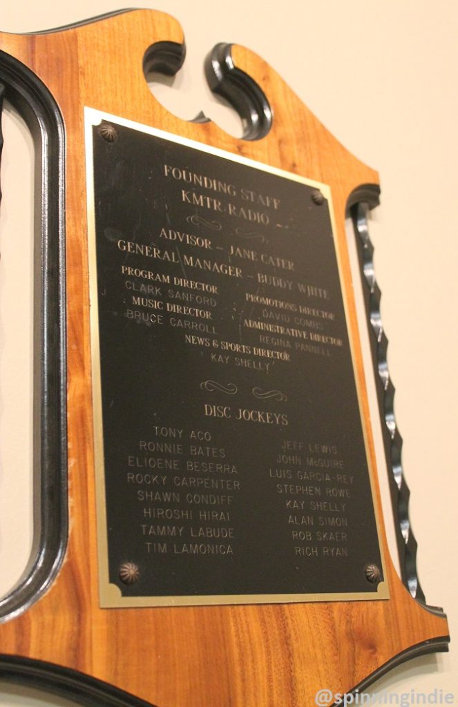 KMTR commemorative plaque at KUOZ-LP. Photo: J. Waits