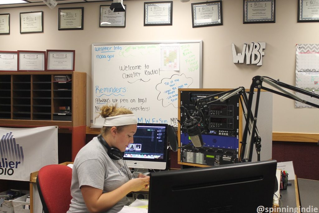 DJ Jordan in studio at Cabrini University's college radio station WYBF. Photo: J. Waits