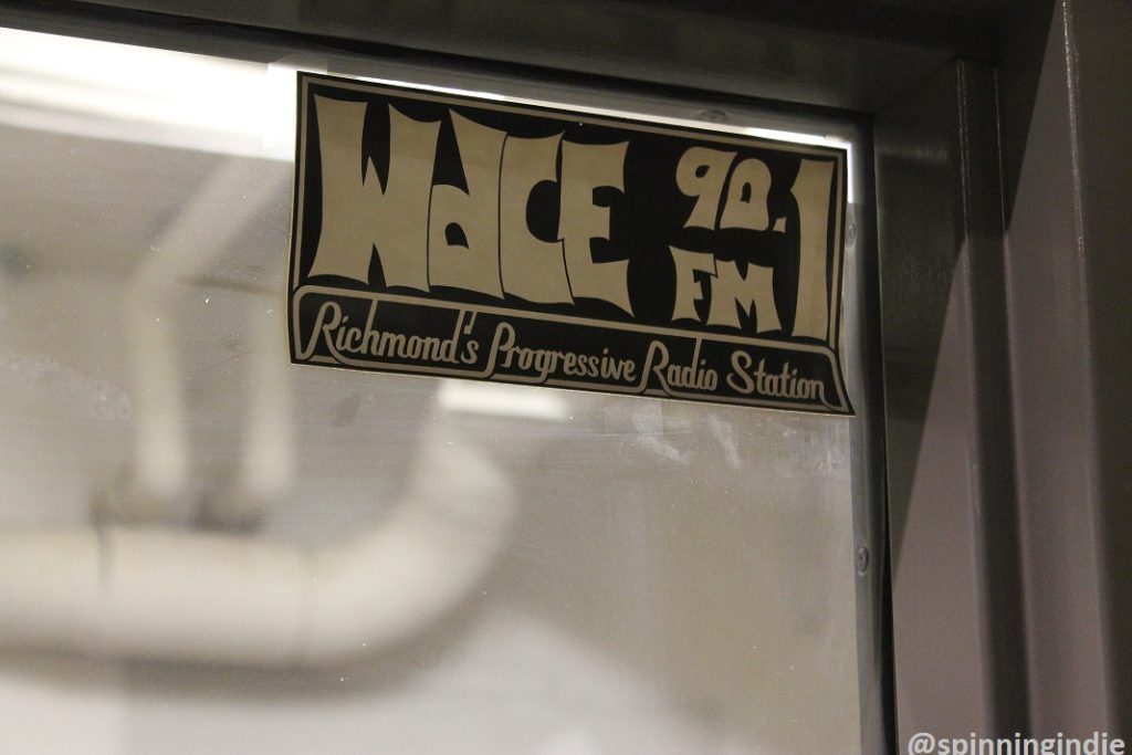 Vintage WDCE sticker posted on a window at the radio station. Photo: J. Waits