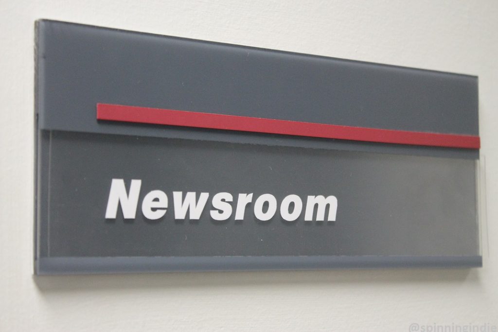 Newsroom sign at WHIP. Photo: J. Waits