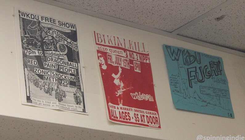 Show flyers on wall at WKDU. Photo: J. Waits