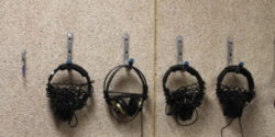 headphones at college radio station WMFO. Photo: J. Waits