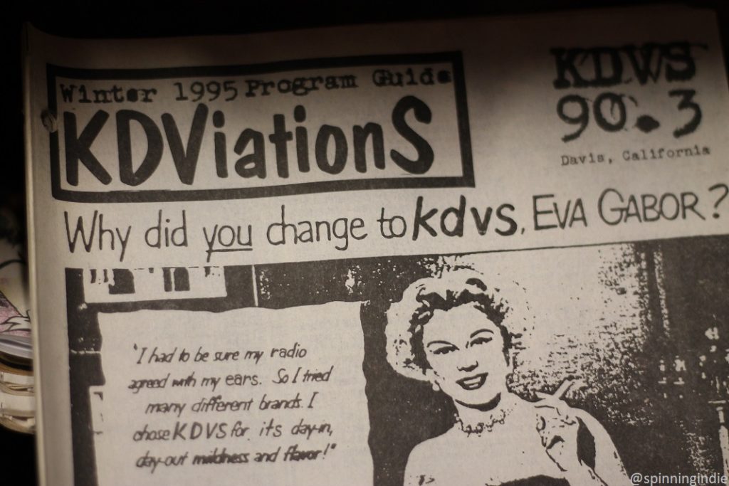 1995 copy of KDViationS program guide at college radio station KDVS. Photo: J. Waits