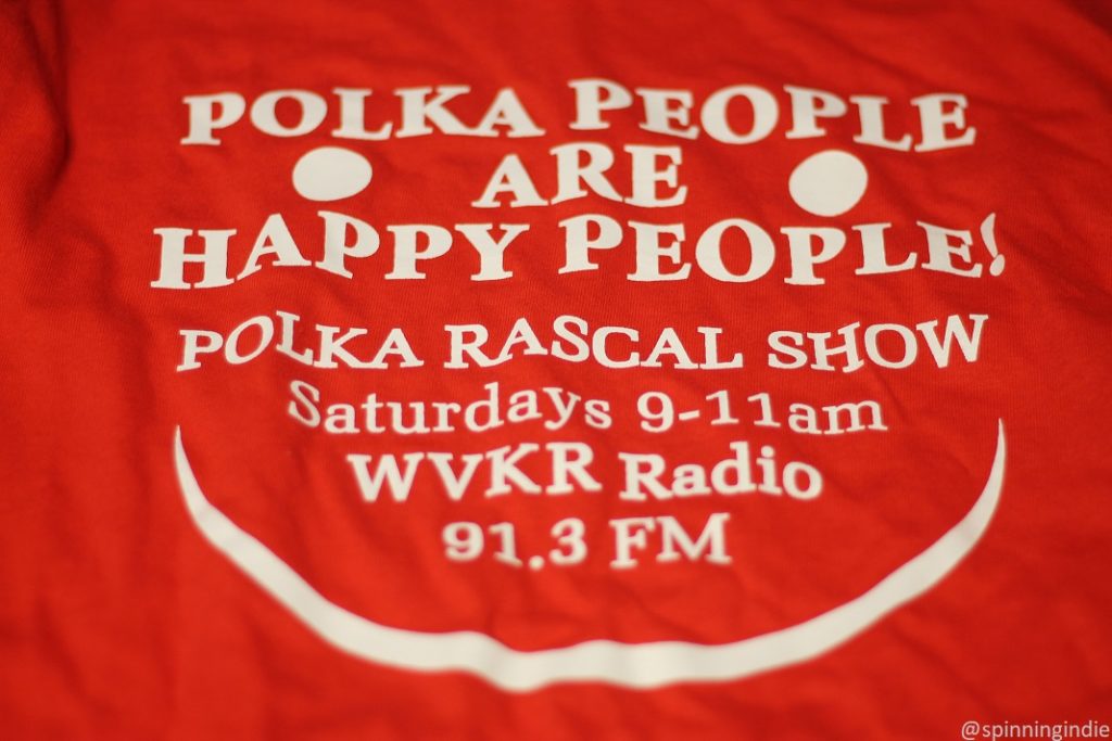 "Polka People are Happy People" T-shirt at WVKR. Photo: J. Waits