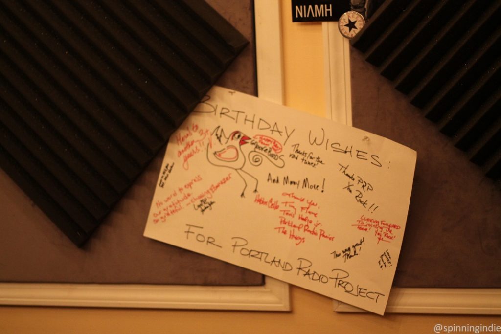 Birthday greetings at Portland Radio Project. Photo: J. Waits