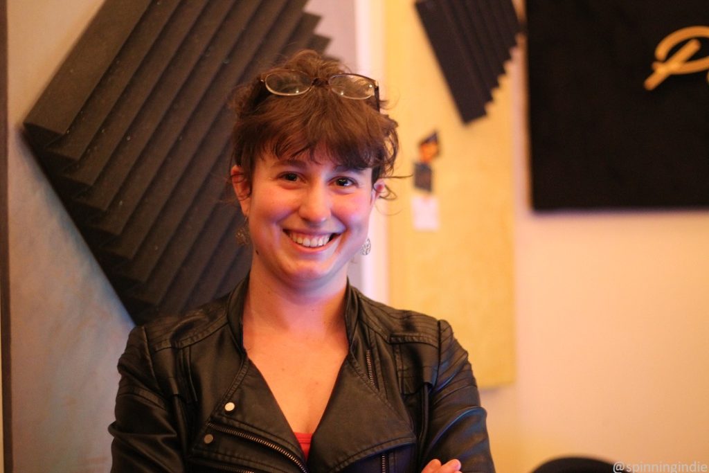 Portland Radio Project's Nastacia Voisin in the studio. Photo: J. Waits