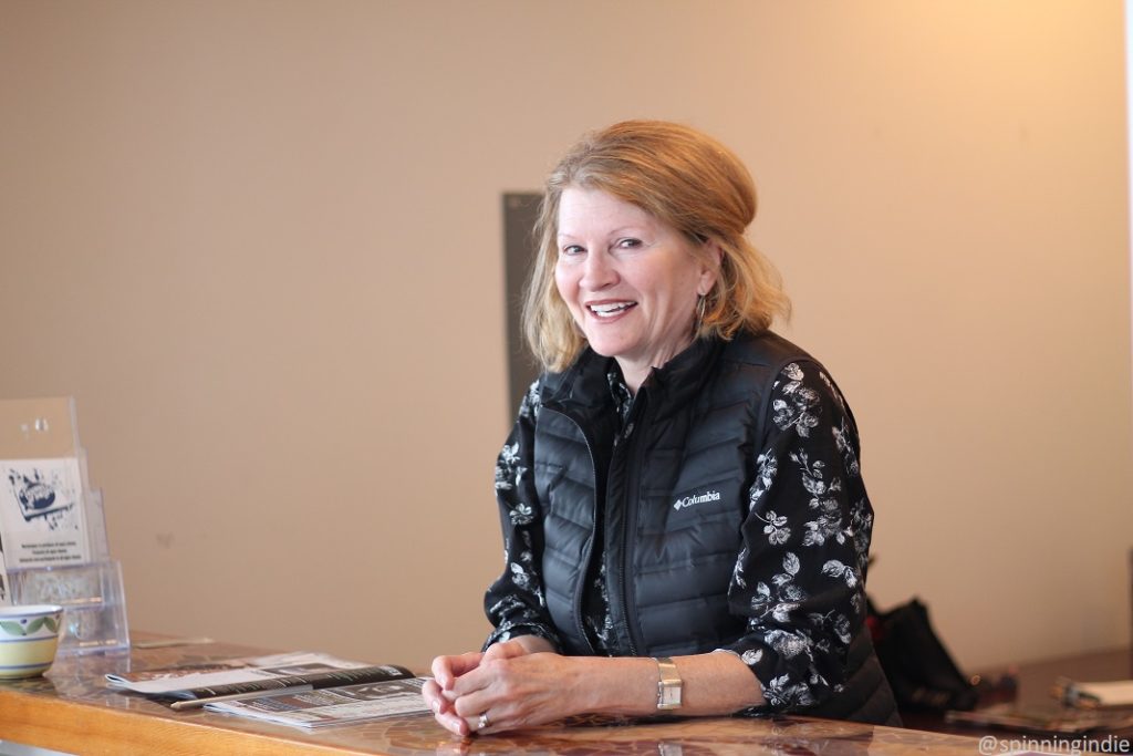 Rebecca Webb in lobby of Day Theater building. Photo: J. Waits