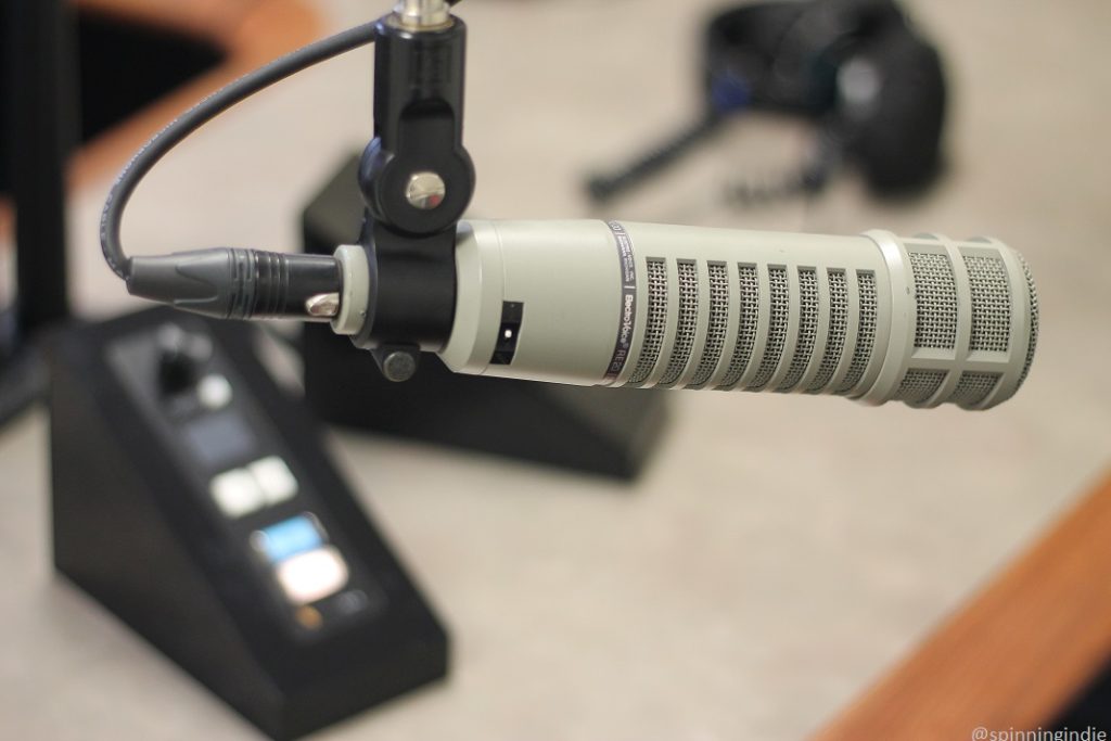 SDS Radio studio, with microphone and audio equipment. Photo: J. Waits/Radio Survivor