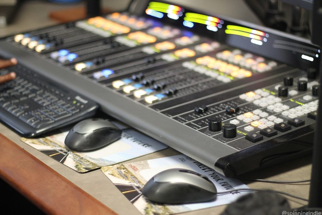 Sound board in SDS studio. Photo: J. Waits/Radio Survivor