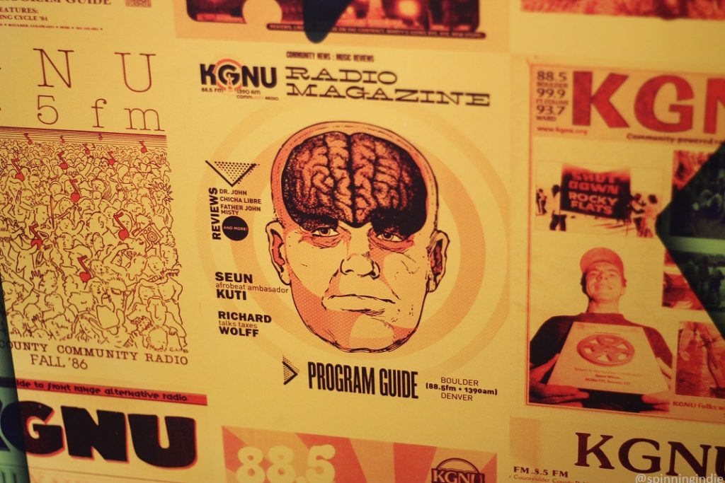 Collage of covers of KGNU Radio Magazine from anniversary display at KGNU. Photo: J. Waits/Radio Survivor