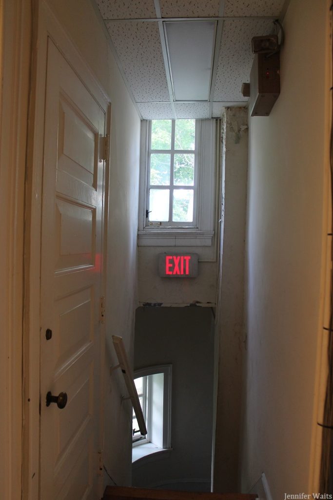 Stairs in Union building at Haverford College. 2014 photo by Jennifer Waits